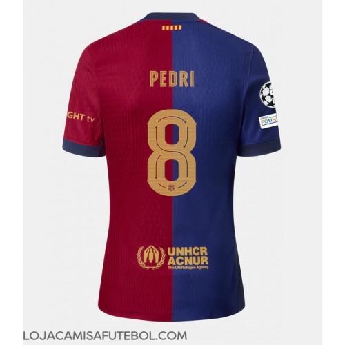 Camisa de Futebol Barcelona Pedri Gonzalez #8 Equipamento Principal 2024-25 Manga Curta